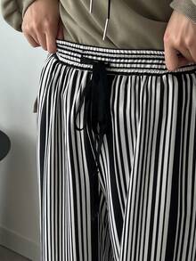 FRIFUL Women's Striped Pants - Black and White - View 8