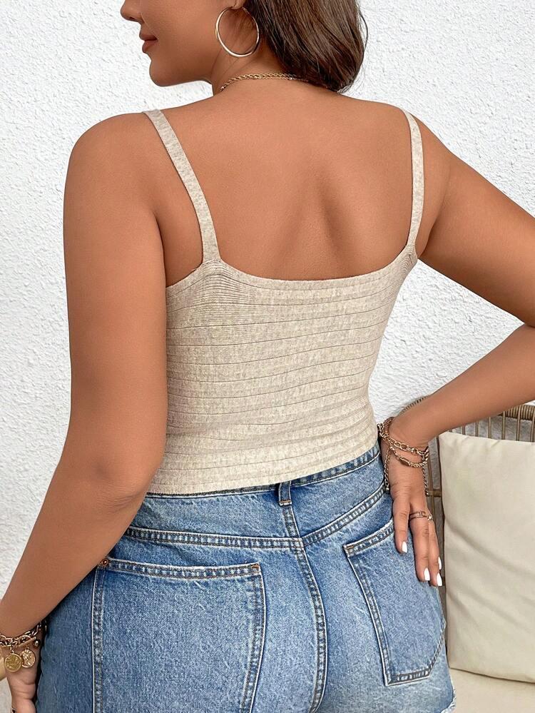 Plus Size Knit Twist Detail Cami Top