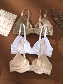 SHEIN 3pcs/Set Women's Adjustable Shoulder Strap Bra - Multicolor - View 3