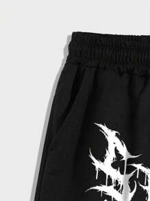 Manfinity LEGND Men's Plus Size Gothic Letter Print Shorts - Black - View 5