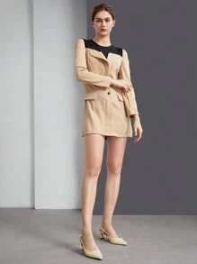Scarpe Da Mulo Senza Schienale Di Media Altezza Con Tacco Grosso E Punta A Punta Beige Alla Moda Da Donna - Bianco - Visualizzare 4