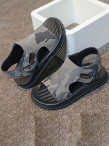 1對夏季中空設計可愛有趣的寶寶時尚涼鞋,開放式腳趾 - 灰色 - 查看 4