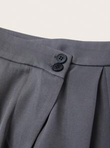 SHEIN Privé Ladies' Pleated Trousers - Grey - View 5