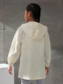 Tween Chaqueta Larga Con Protección Solar Para Deportes Al Aire Libre, Ocio, Manga Larga, Cierre De Cremallera, Color Amarillo Claro