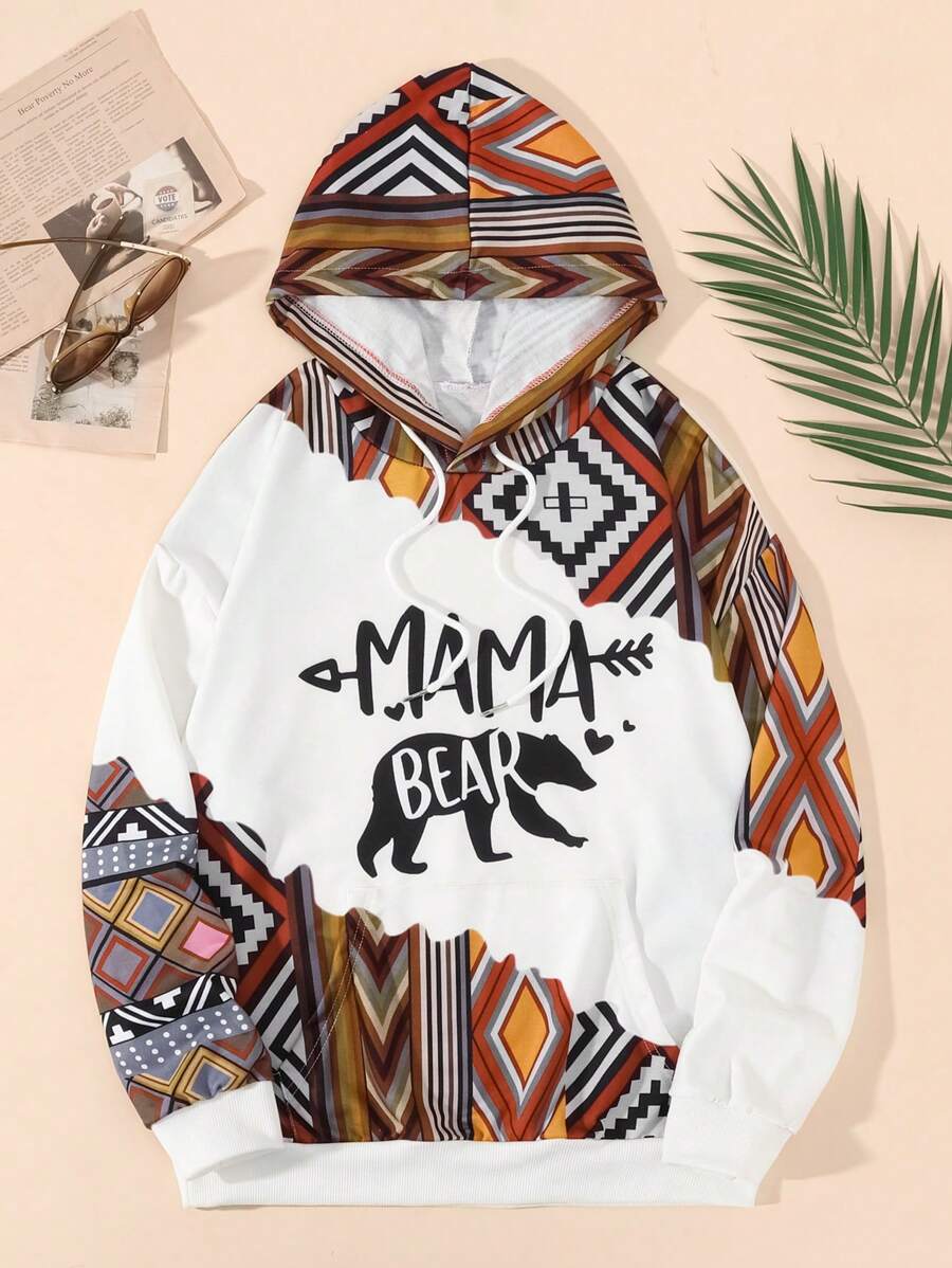 SHEIN LUNE 女款長袖連帽衫,印花圖案 - 彩色 - 查看 1