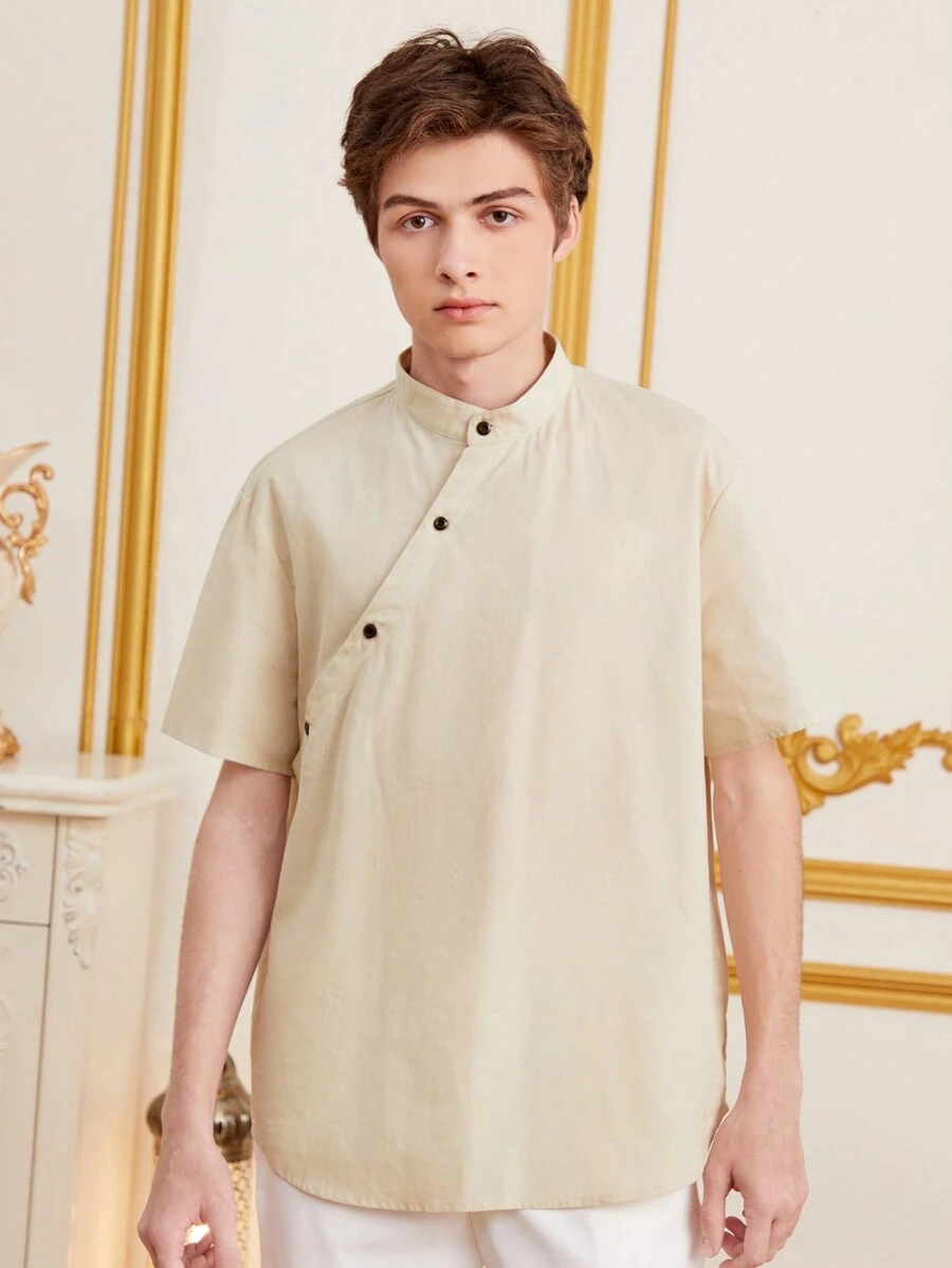 SHEIN 青少年男童寬鬆休閒襯衫