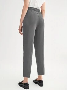 BizChic Women's Autumn Pleated 7/8 Length Suit Pants, Romantic Elegant Daily Fashion Versatile Business Casual Commute Outfit, Vintage Style Office Wear For Ladies, Teacher Uniform - Grey - View 6