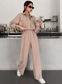 DAZY Women'S Solid Color Casual 2pcs Set,Fall Clothes Lounge Sets For Women - Khaki - View 3