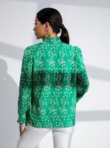 GENKIRA Random Embroidered Long Sleeve Shirt Fall Cloth For Women - Green - View 2