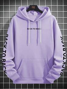 Manfinity EMRG Lỏng lẻo phù hợp Nam Nhân vật & In thư Dây rút áo có mũ Lông cừu Áo nỉ - Màu tím - Xem 3