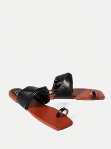 SheIn SXY Women'S Stylish & Comfortable Flat Sandals - Black - View 7