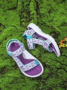 Dép đi biển hình trái tim cổ điển cho bé gái màu sắc tươi mới, có khóa dán hai hàng có thể điều chỉnh, đế chống trượt, đa năng và thời trang để mặc hàng ngày và các ngày lễ như Ngày lễ tình nhân - Nhiều màu - Xem 6