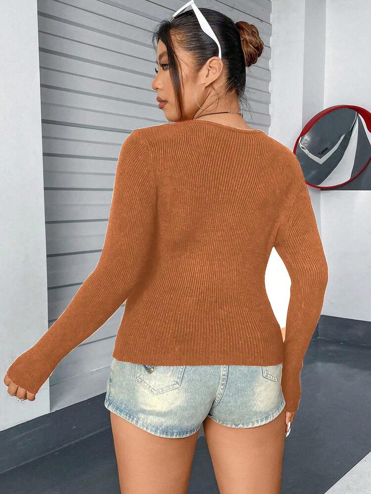 Plus Size Women's Long Sleeve Sweater Pullover Knit Pullover Fall Winter