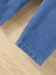 SHEIN 3 件/套 男嬰字母刺繡牛仔背心+長褲+打底t卹