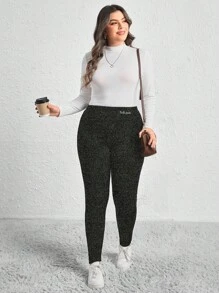 SHEIN LUNE Hơn Đồ họa Chữ cái Xà cạp - Màu xám đen - Xem 5