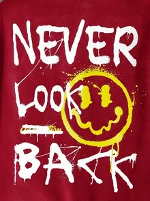 Manfinity RebelGame Men's Hooded Sweatshirt With Printed Emotional Expressions And Warm Fleece - Burgundy - View 4