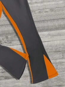 Pantalones Deportivos Para Hombres Sueltos Con Diseño De Bloques De Colores Y Estampado De Letras Con Cintura Elástica Y Cordón - Multicolor - Ver 5