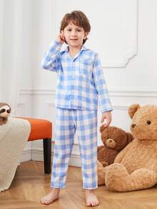 Toddler Boys' Plaid Pajamas Set - Blue - View 4