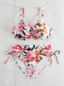 SHEIN Swim Bộ bikini in hoa dành cho nữ đi biển mùa hè Carnival - Nhiều màu - Xem 8