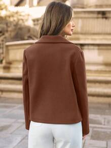 SHEIN Frenchy 女士雙排扣結構外套 - 咖啡棕 - 查看 2