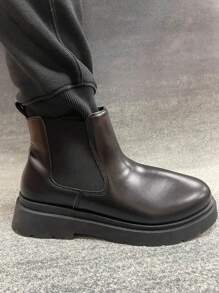 Men's Classic Chelsea Motorcycle Boots - Black - View 3