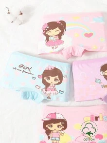 4pcs/Set Girls' Printed Boxer Briefs For Toddler Girls - Multicolor - View 3