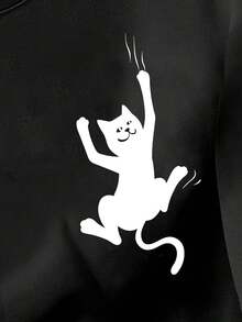 青少年男孩休閒簡約卡通圖案短袖t恤,夏季款 - 黑色 - 查看 3