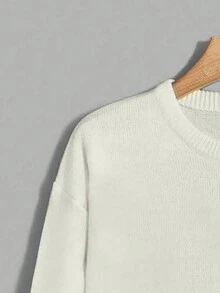 字母印花毛衣 - 白色 - 查看 3