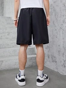 Teen Boys' Casual Streetwear Style Letter Printed Sports Shorts - Black - View 2