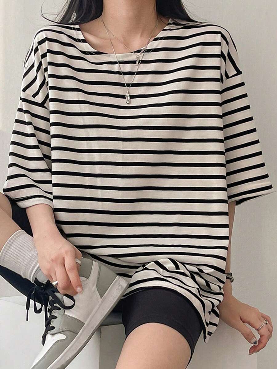 DAZY 条纹宽松T恤夏季