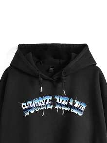 Nomouthh เสื้อสเวตเชิ้ตมีเชือกรูดพิมพ์ลายตัวอักษรไซส์ใหญ่พิเศษ - สีดำ - ดู 4