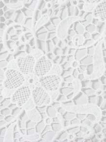 SHEIN Young Girl Puff Short Sleeve Lace Blouse - White - View 4