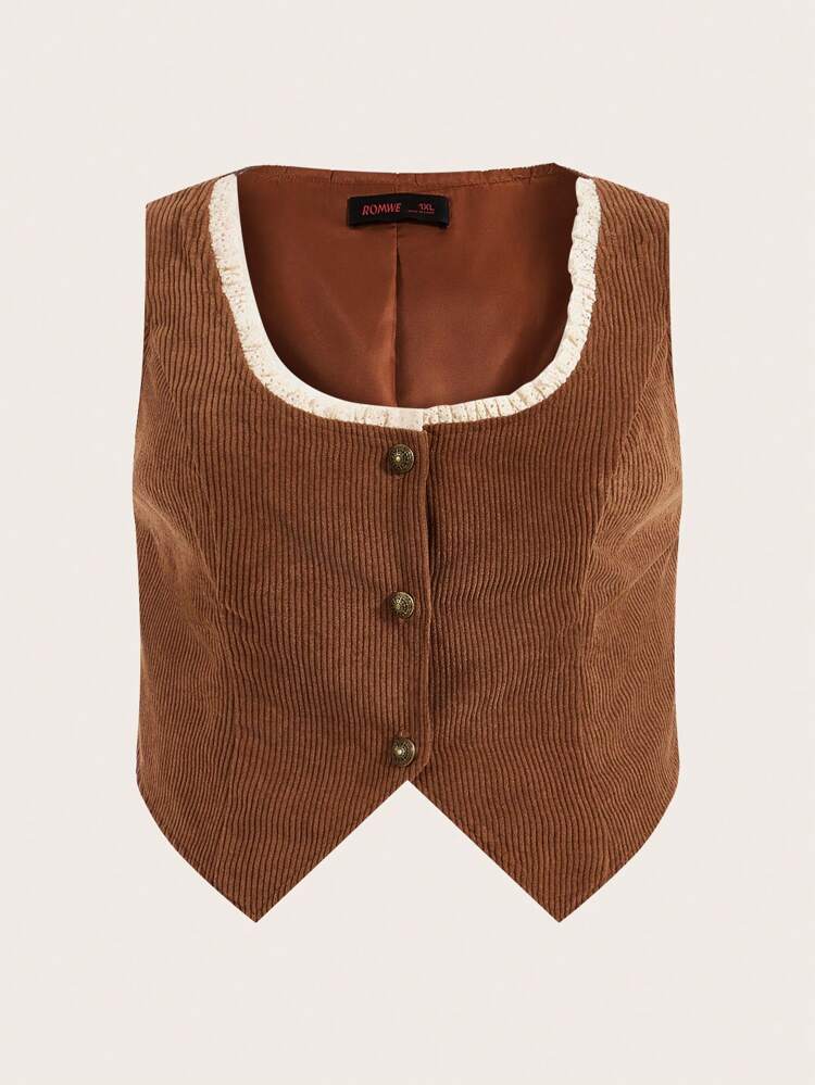 Plus Size Women's Single-breasted Vest Jacket