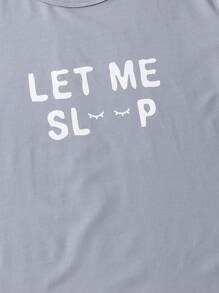 Teen Boy Letter Printed Short Sleeve Top And Long Pants Pajama Set - Grey - View 6