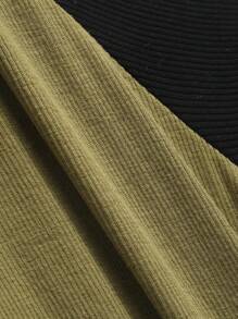 DAZY Women's Color Block Cropped Slim Fit T-Shirt - Green - View 7