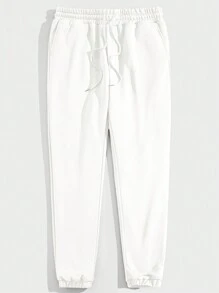 GENTILAND Pantalones De Chándal Casuales De Punto Para Hombre Con Cordón - Blanco - Ver 3