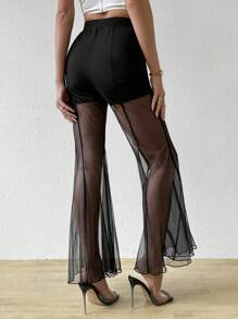 Firerie Women'S Wide-Leg See-Through Flare Pants - Black - View 2