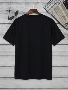 Men'S Eagle Printed Short Sleeve T-Shirt - Black - View 2