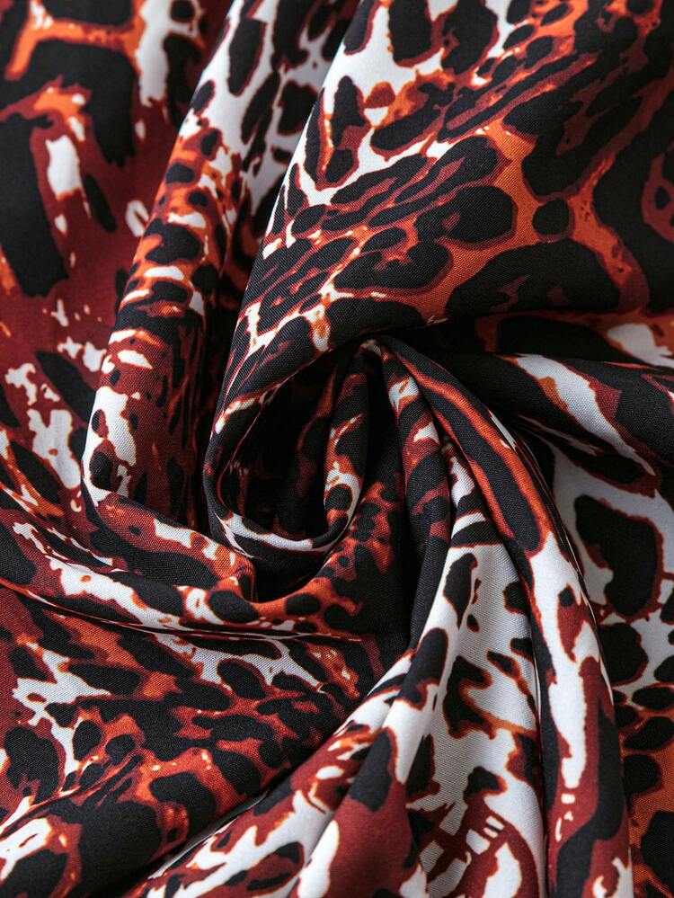 Plus Size Ladies' Leopard Print Spaghetti Strap Dress