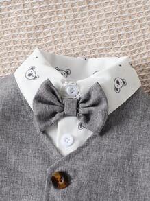 Baby Boys' Vest, Pants And Shirt 3pcs/Set With Bear Print For Fall - Multicolor - View 3