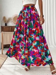 Breezaya Gonna lunga con stampa floreale per donne, outfit da vacanza e spiaggia