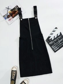 SHEIN Essnce 女士拉鍊前開中長裙子 - 白色 - 查看 1