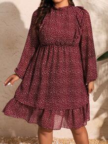 SHEIN Clasi Grote maten Vrouwen Stippen Print Waist-cinching Jurken