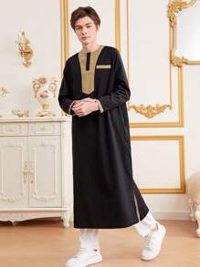 SHEIN Teen Boy'S Casual Patchwork Robe Shirt - Multicolor - View 1