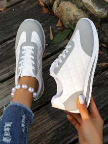 2025 Autumn Women's Autumn Lace-Up Sneakers, Fashionable, Versatile And Comfortable White Shoes