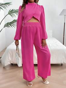 SHEIN Maternity Solid Color Casual 2pcs/Set