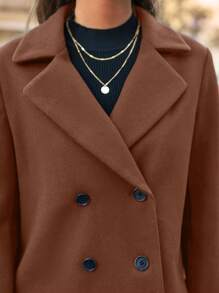 SHEIN Frenchy 女士雙排扣結構外套 - 咖啡棕 - 查看 6