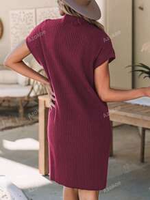Ruby Patch Pocket Casual Ribbed Knit Short Sleeve Dress