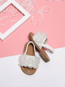 女孩夏季白色蕾絲可愛公主涼鞋帶甜美踝帶幼兒時尚嬰兒步行鞋 - 白色 - 查看 4