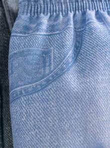 男婴牛仔效果时尚短裤 - 彩色 - 查看 6